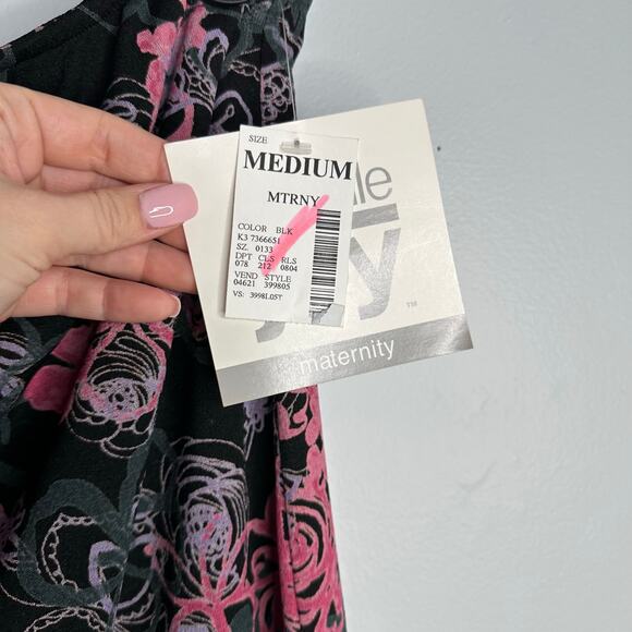 NWT Bundle of Joy Women's Vintage Black and Pink Floral‎ A-Line Skirt Size M - Picture 6 of 7